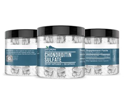 Earthborn Elements Chondroitin Sulfate 200 Capsules, Pure &amp; Undiluted, No Additives