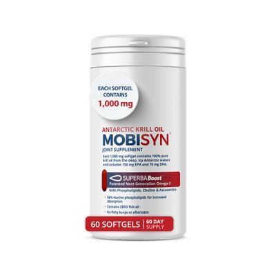 Mobisyn 100% Pure Antarctic Krill Oil 1000mg, 60-Day Supply, EPA/DHA Omega 3, Highest Concentration 56% Phospholipids, Choline, Astaxanthin, Sustainable, Supports Heart, Brain &amp; Joints, No Fish Oil