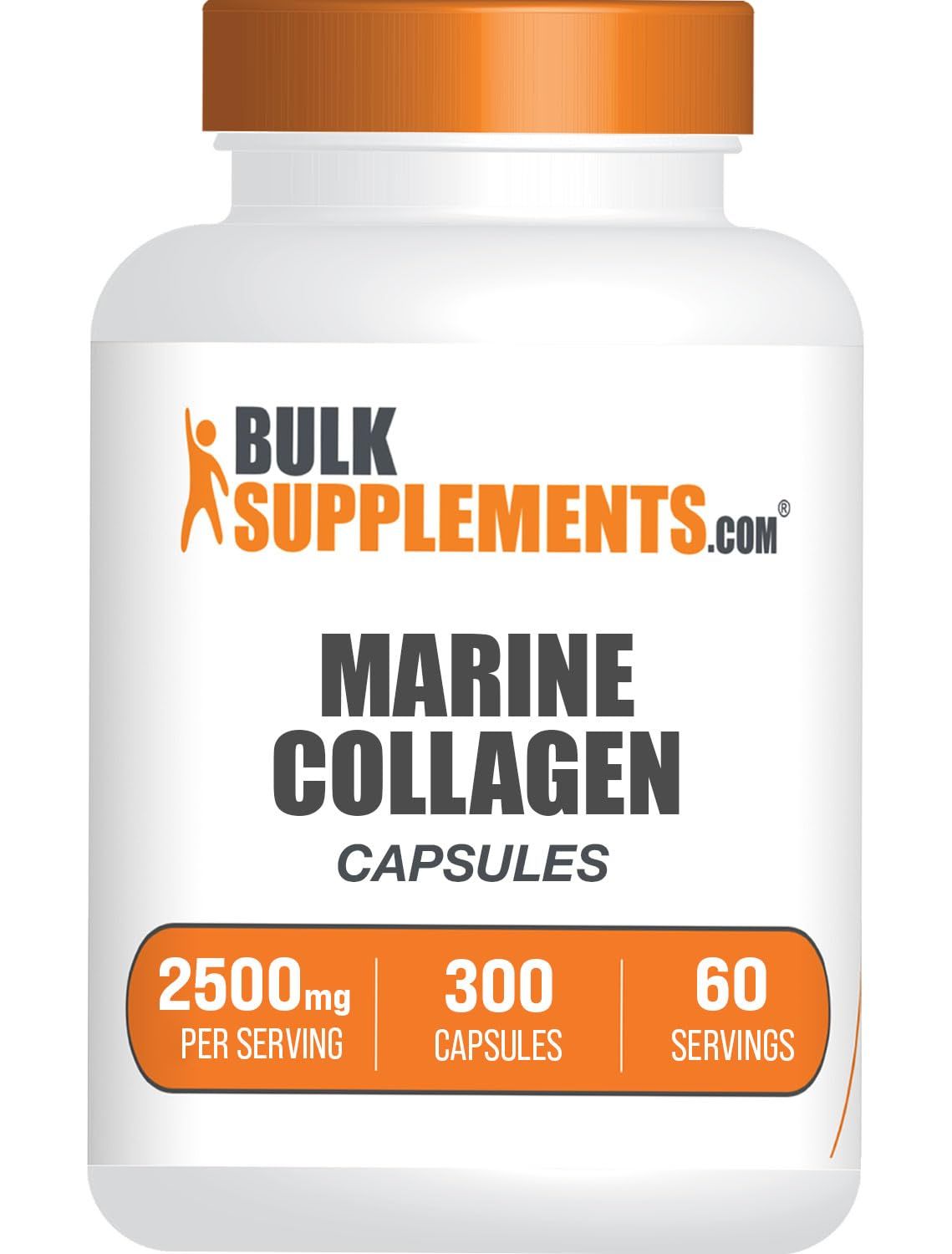 BulkSupplements.com Marine Collagen Capsules - Collagen Supplement, Collagen Peptides Capsules, Marine Collagen Pills - Gluten Free, 5 Capsules per Serving, 60-Day Supply, 300 Capsules