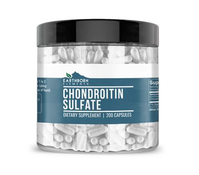 Earthborn Elements Chondroitin Sulfate 200 Capsules, Pure &amp; Undiluted, No Additives