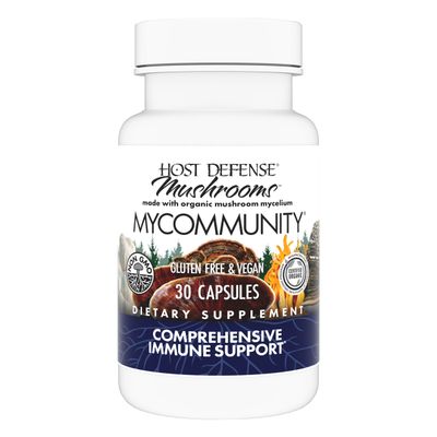 Host Defense MyCommunity Capsules - 17 Species Blend Mushroom Supplement for Immune Support - Herbal Aid with Lion&#39;s Mane, Reishi, Chaga, Cordyceps, Turkey Tail &amp; More - 30 Capsules (15 Servings)*