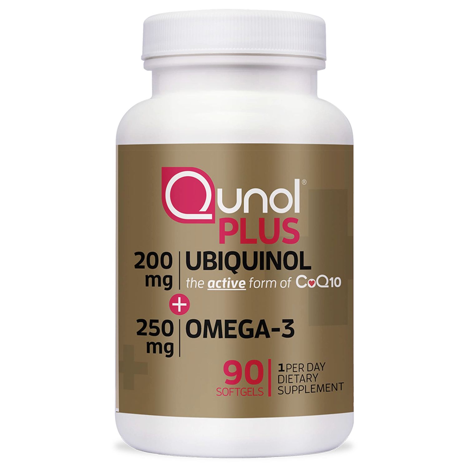 Qunol Plus Ubiquinol + Omega 3, Ubiquinol CoQ10 200mg with 250mg Omega-3 Fish Oil, Extra Strength, Antioxidant for Heart Health, Natural Supplement for Energy Production, (Bovine Version), 90 Count