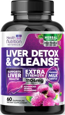 Gentle Liver Cleanse Detox &amp; Repair Formula - Herbal Liver Support Supplement: Milk Thistle with Silymarin, Artichoke Extract, Dandelion, Beet, Chicory Root, &amp; Turmeric for Liver Health - 60 Capsules