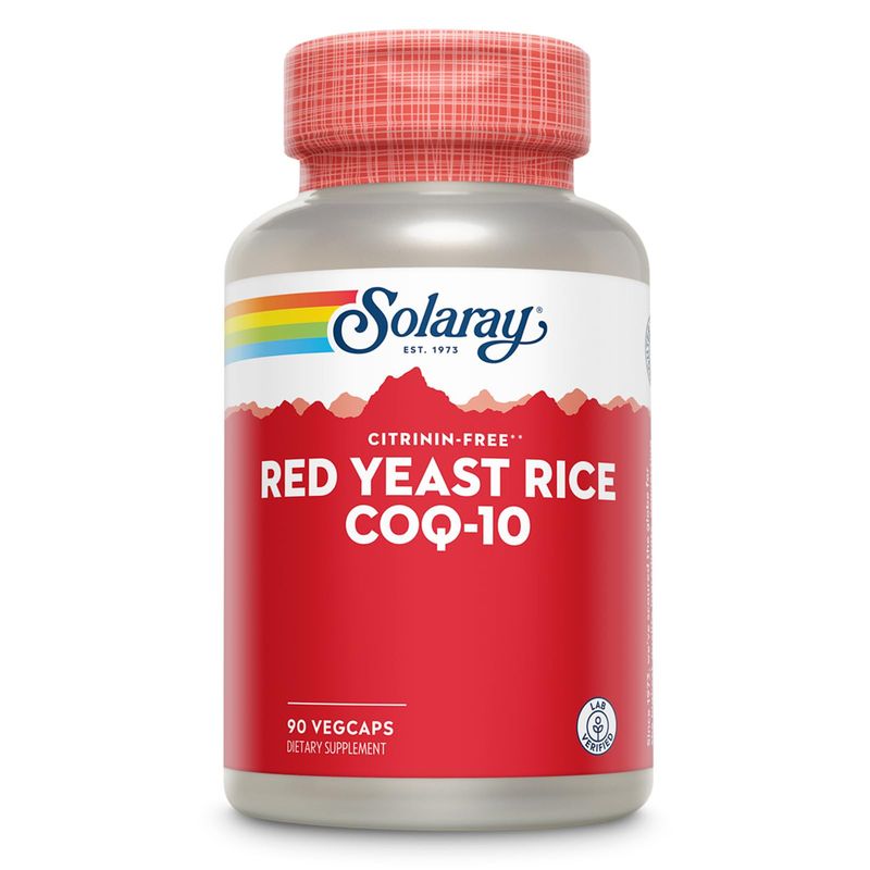 SOLARAY Red Yeast Rice with CoQ10 and Niacin (Vitamin B3) - Non-Irradiated Red Yeast Rice Plus CoEnzyme Q10 - Citrinin Free - 60-Day Guarantee, Lab Verified, 90 Servings, 90 VegCaps