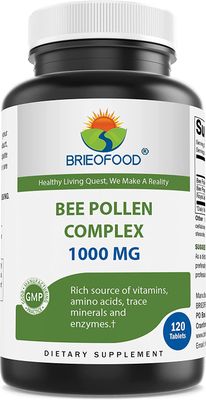 Brieofood Bee Pollen Complex 1000 mg 120 Tablets - Made with Bee Pollen, Bee Propolis, &amp; Royal Jelly Powder