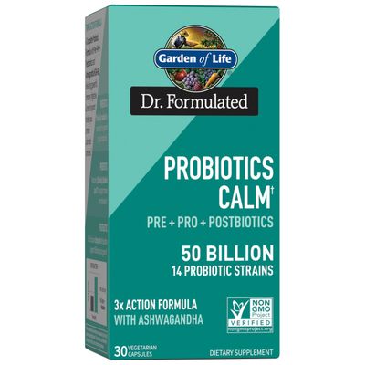 Garden of Life Dr Formulated Calm Daily 3-in-1 Complete Probiotics, Prebiotics &amp; Postbiotics with Ashwagandha - PRE + PRO + POSTBIOTIC Supplement for Immune, Digestive &amp; Mood Support - 30 Day Supply
