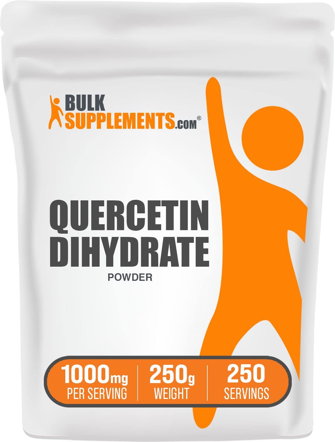 BulkSupplements.com Quercetin Dihydrate Powder - Quercetin Supplements, Quercetin 1000mg - Antioxidants Source, Vegan &amp; Gluten Free, 1000mg per Serving, 250g (8.8 oz) (Pack of 1)