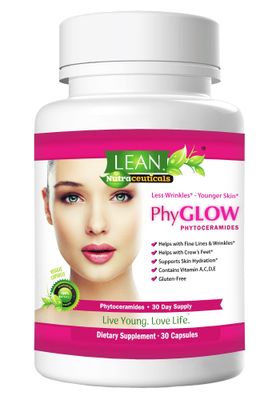 Phytoceramides 350mg Ceramide Skin Care Hydration Moisture Restoring Beauty Supplement with Multivitamins A, C, D, E, PhyGLOW Super Vegan Anti-Aging Wrinkle Support Pills for Women and Men 30 Capsules