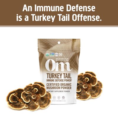 OM Mushroom Superfood Turkey Tail Organic Mushroom Powder, 3.5 Ounce, 50 Servings, Immune Support, Polysacchrides, Beta-Glucans, Gut Health &amp; Holistic Defense Mushroom Supplement