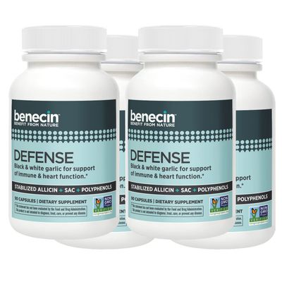 Benecin Defense 1500 mcg Stabilized Allicin per Capsule | Plus high Amounts of SAC &amp; Polyphenols from Black Garlic | Powerful Support of Immune &amp; Heart Function Vegetarian Caps (360)