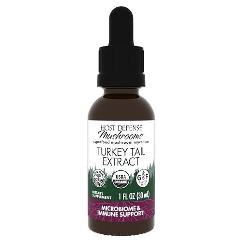 Host Defense Turkey Tail Extract - Digestive Health &amp; Immune Response Support Supplement - Mushroom Supplement for Gastrointestinal &amp; Gut Microbiome Support - 1 fl oz (30 Servings)*