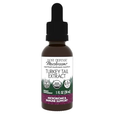 Host Defense Turkey Tail Extract - Digestive Health &amp; Immune Response Support Supplement - Mushroom Supplement for Gastrointestinal &amp; Gut Microbiome Support - 1 fl oz (30 Servings)*
