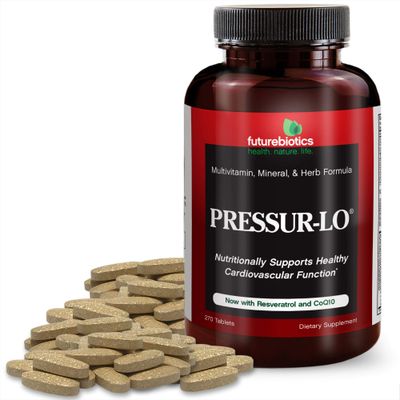 Futurebiotics Pressur-Lo Multi-Vitamin, Mineral &amp; Herb Formula - CoQ10, Garlic, Calcium, Magnesium, Niacin, Resveratrol - Manufactured in an cGMP Registered Facility - Heavy Metal Tested, 270 Tablets