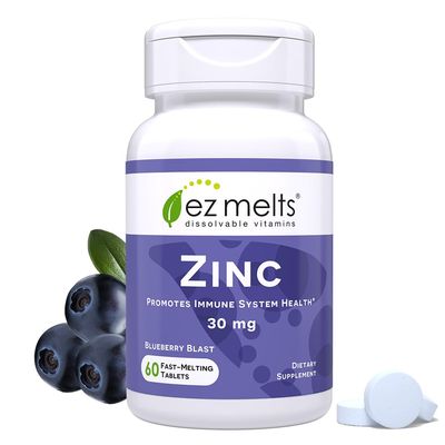 EZ Melts Dissolvable Zinc Supplement 30 mg, Sugar-Free, 2-Month Supply