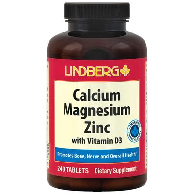 Calcium Magnesium Zinc | 240 Caplets | with Vitamin D3 and Boron | Vegetarian, Non-GMO, Gluten Free Supplement | By Lindberg