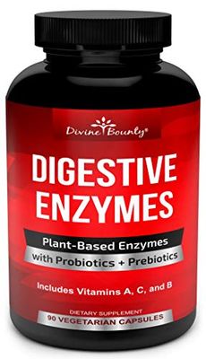 Digestive Enzymes with Probiotics &amp; Prebiotics - Digestive Enzyme Supplements w Lipase, Amylase, Bromelain - Support a Healthy Digestive Tract for Men and Women - 90 Vegetarian Capsules