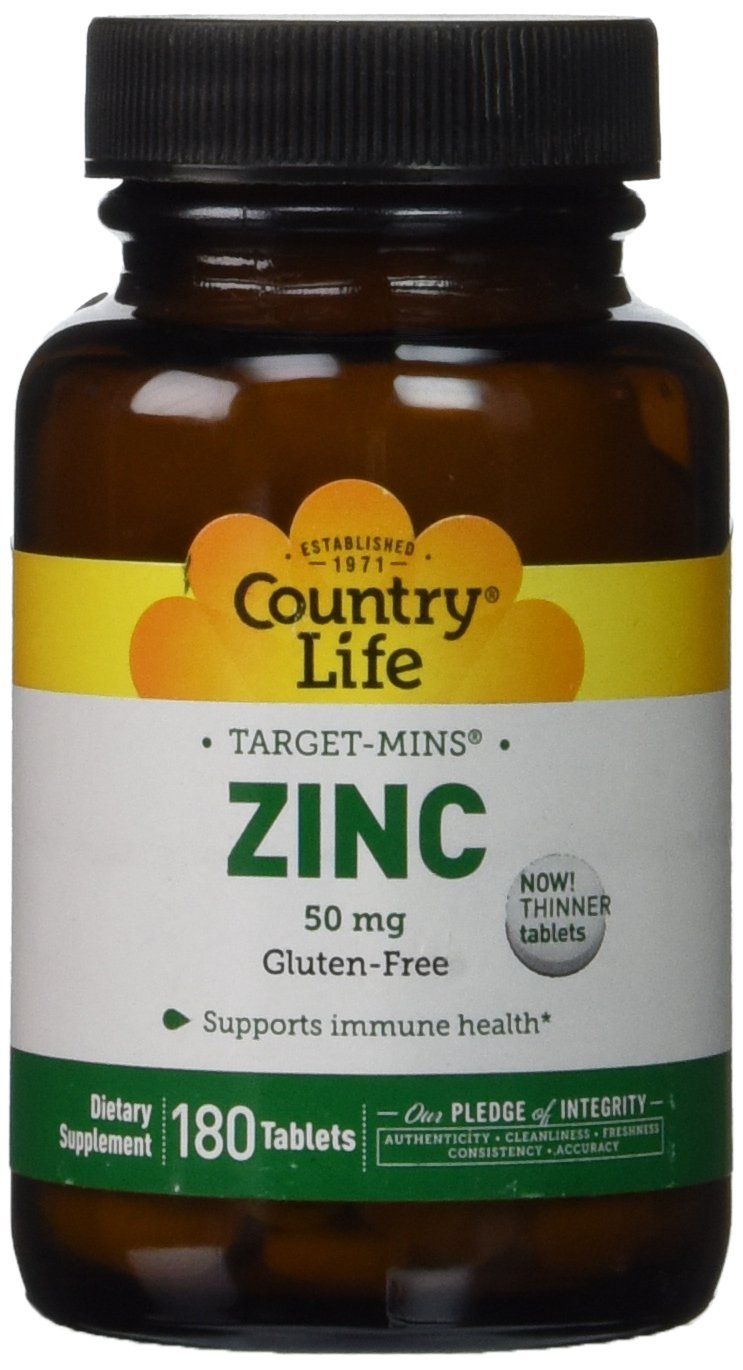 Country Life Target-Mins Zinc 50 mg 180 Tablets - Zinc Supplements for Immune Health - Zinc 50mg - Zinc Support