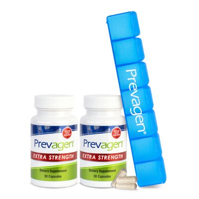 Prevagen Extra Strength 20mg, 30 Capsules |2 Pack| with Apoaequorin &amp; Vitamin D and 7-Day Pill Minder