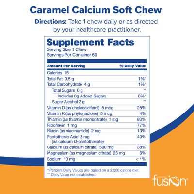 Bariatric Fusion Bariatric Calcium Chews | Calcium Citrate with Vitamin D3 Calcium Supplement Bariatric Vitamin | Sugar Free Calcium Citrate Chewable | Calcium Citrate 500mg | Caramel | 60 Count