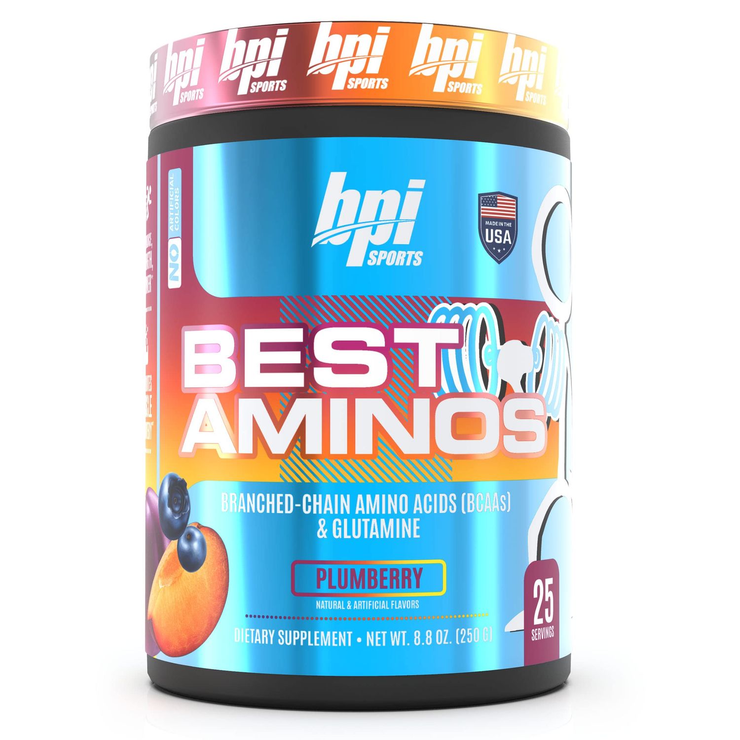 BPI Sports BCAA Powder - Best Aminos, Post Workout Recovery Drink with Glutamine, Branched Chain BCAAs Amino Acids, Hydration &amp; Recovery, 25 Servings, Plumberry Flavor