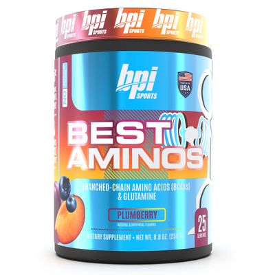 BPI Sports BCAA Powder - Best Aminos, Post Workout Recovery Drink with Glutamine, Branched Chain BCAAs Amino Acids, Hydration &amp; Recovery, 25 Servings, Plumberry Flavor