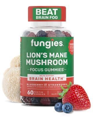 Fungies Lion&#39;s Mane Mushroom Gummies, Mixed Blueberry &amp; Strawberry Flavor - Mushroom Supplement Gummy for Adults &amp; Children Supports Brain Health, Cognitive Function, Focus, Memory &amp; Mood, 60 Servings