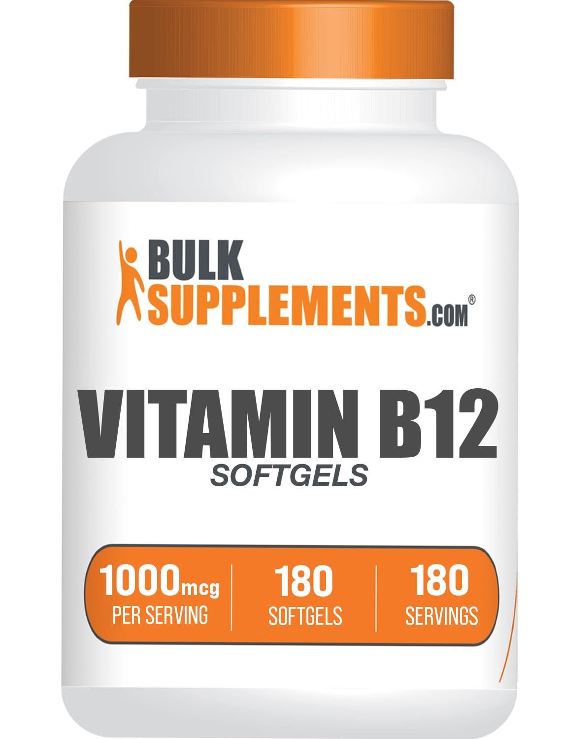 BulkSupplements.com Vitamin B12 1000 mcg Softgels - as Cyanocobalamin, Vitamin B12 Supplement - Essential Vitamin B, Gluten Free, 1 Softgel per Serving, 180 Count (Pack of 1)