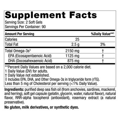 Nordic Naturals Ultimate Omega 2X, Lemon Flavor - 180 Soft Gels - 2150 mg Omega-3 - High-Potency Omega-3 Fish Oil with EPA & DHA - Promotes Brain & Heart Health - Non-GMO - 90 Servings