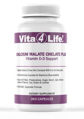 Vita4life, 300 Mg, Calcium Malate Chelate &#39;Plus&#39; Vitamin D3 Support - 260 Count