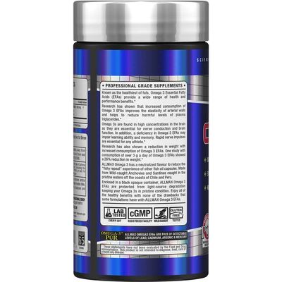ALLMAX Nutrition Omega 3 Ultra-Pure Cold-Water Fish Oil Concentrate, 180 Count