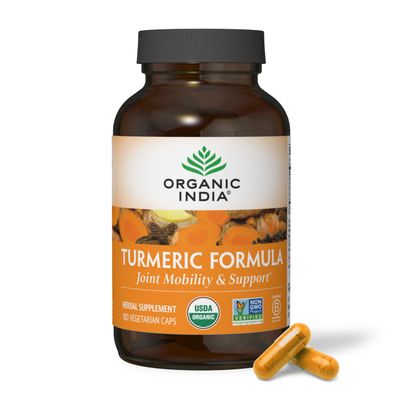 ORGANIC INDIA Turmeric Curcumin with Black Pepper - Organic Turmeric Supplement and Curcumin Supplement, Turmeric Capsules, Joint Support &amp; Immune System Support, Whole Root, Trikatu - 180 Capsules