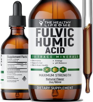 THE HEALTHY LIFE 4 ME Organic Fulvic Acid + 72 Trace Minerals | Digestion | Hydration | Keto, Dietary Supplement Drop| Energy | pH Balance | 2-Month Supply