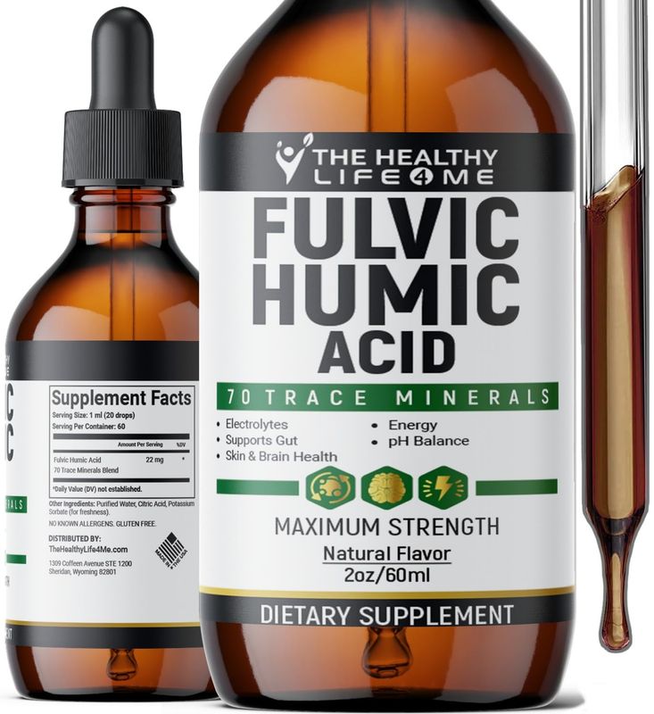 THE HEALTHY LIFE 4 ME Organic Fulvic Acid + 72 Trace Minerals | Digestion | Hydration | Keto, Dietary Supplement Drop| Energy | pH Balance | 2-Month Supply