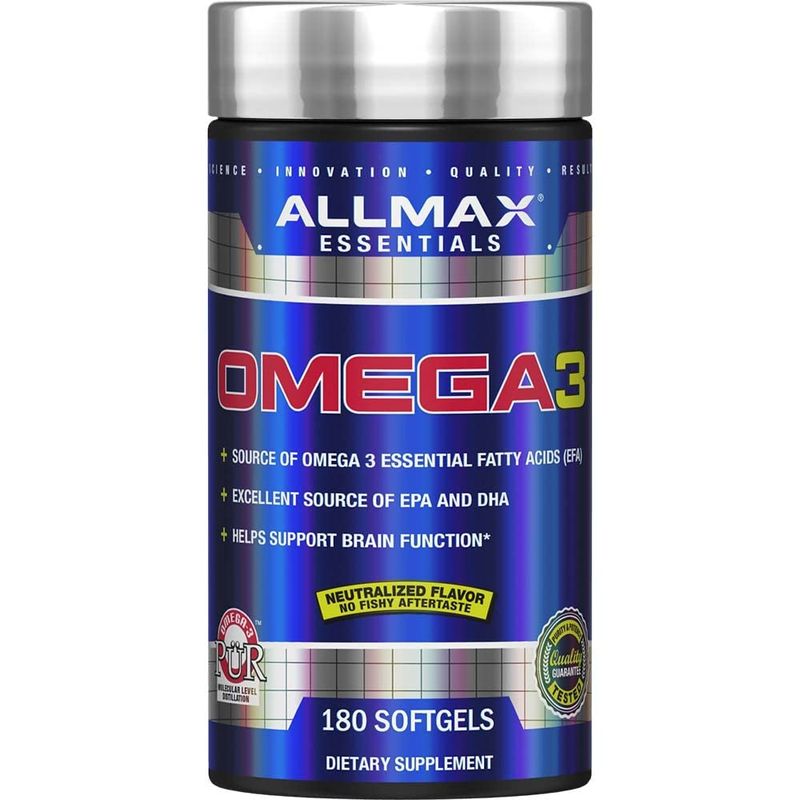 ALLMAX Nutrition Omega 3 Ultra-Pure Cold-Water Fish Oil Concentrate, 180 Count