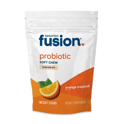 Bariatric Fusion Bariatric Probiotic Soft Chews | Orange Tropical Flavor Chewy Bariatric Vitamin | Bacillus Coagulans 10 Billion CFU Chewable Probiotic | Support Digestive &amp; Immune Health | 60 Count