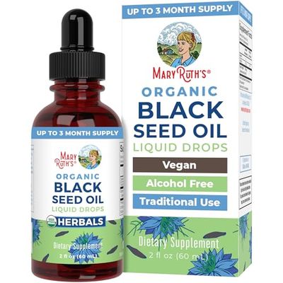 MaryRuth Organics Black Seed Oil Liquid Drops Cold Pressed, 3 Month Supply, USDA Organic Black Cumin Seed Oil, Immune Support, Respiratory Health, Sugar Free, Vegan, Non-GMO, Gluten Free, 2 Fl Oz