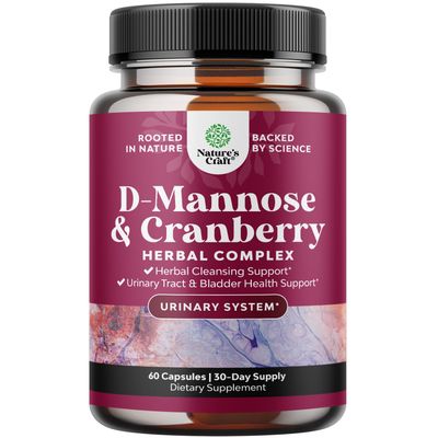 D Mannose with Cranberry Extract Capsules - Potent D Mannose Capsules for Kidney Cleanse and Urinary Tract Health for Women - D-Mannose 1000mg Capsules with 1000mg Per Serving (1 Month Supply)