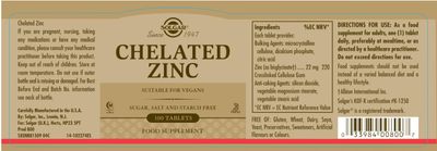 Solgar Chelated Zinc, 100 Tablets - Zinc for Healthy Skin - Supports Cell Growth &amp; DNA Formation - Exerts Antioxidant Activity - Supports A Healthy Immune System - Non GMO, Gluten Free - 100 Servings