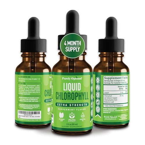 Premium Chlorophyll Liquid Drops - 100% Natural &amp; Gluten Free Liquid Chlorophyll - Non GMO, 118 Servings