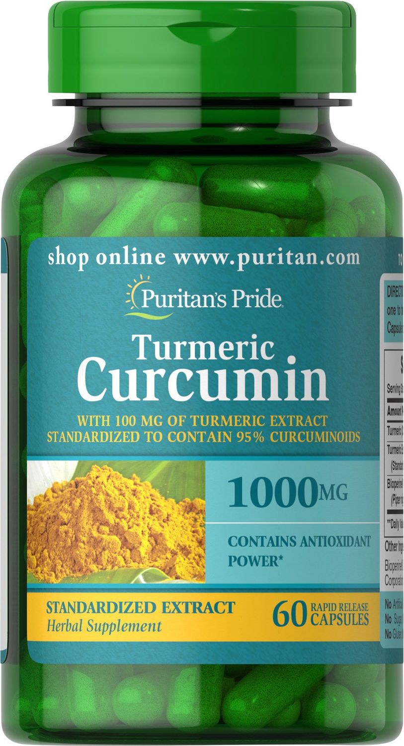 Puritan&#39;s Pride Turmeric Curcumin 1000 Mg W/Bioperine Capsules, 60 Count