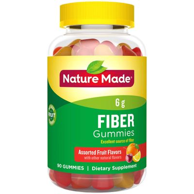 Nature Made Fiber Adult Gummies, Assorted Fruit 90 ea (Pack of 3)