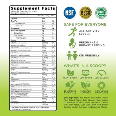 TRU Plant Based Protein Powder, BCAA, EAA, 20g Vegan Protein, 100 Calories, 27 Vitamins, No Artificial Flavors 25 Servings (Peanut Butter Banana Cupcake)