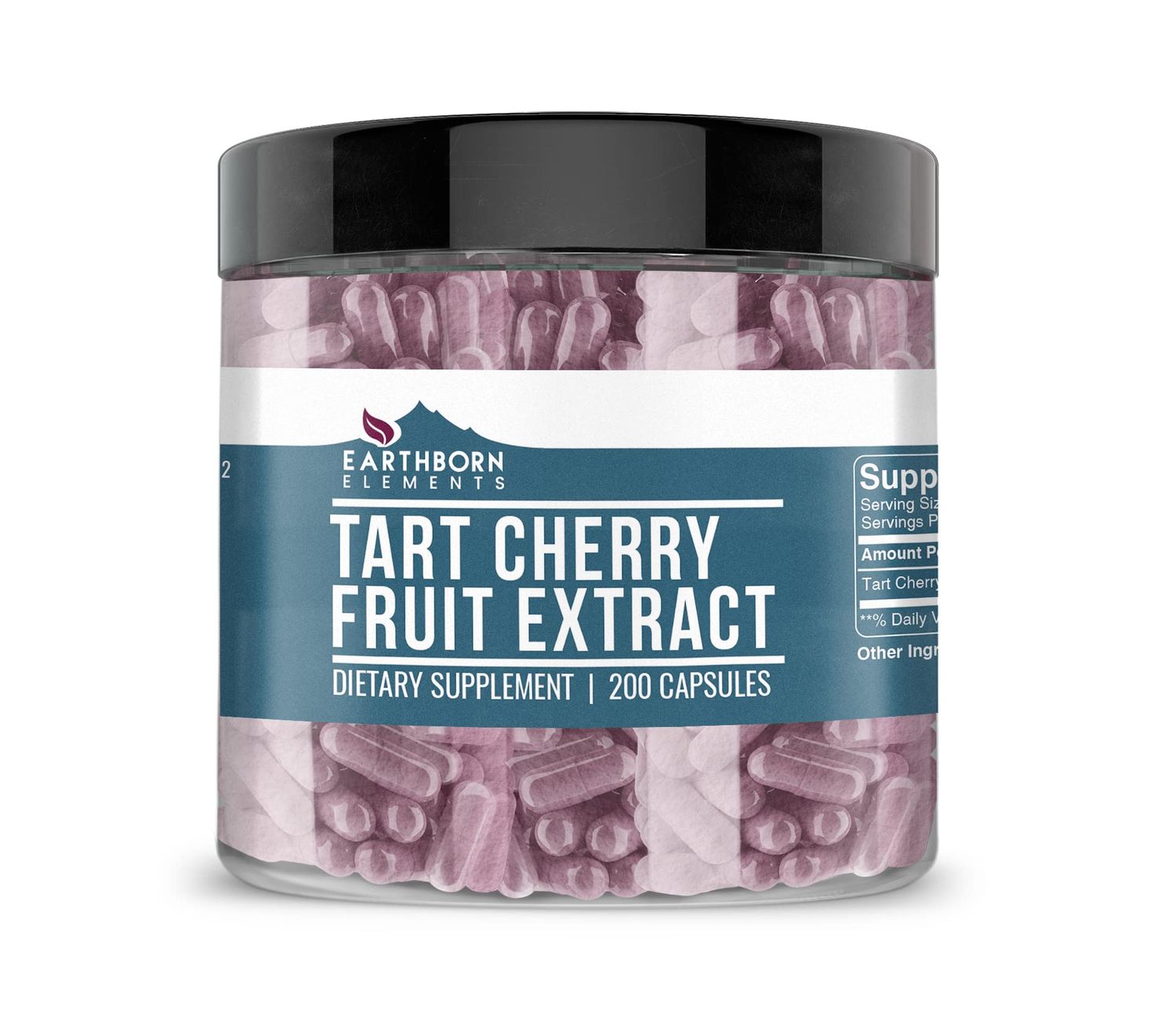 Earthborn Elements Tart Cherry Extract 200 Capsules, Pure &amp; Undiluted, No Additives