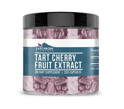 Earthborn Elements Tart Cherry Extract 200 Capsules, Pure &amp; Undiluted, No Additives