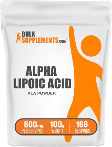 BulkSupplements.com Alpha Lipoic Acid Powder - ALA Supplement, Alpha Lipoic Acid 600mg - ALA Powder, Gluten Free - 600mg of Alpha-Lipoic Acid per Serving, 100g (3.5 oz) (Pack of 1)