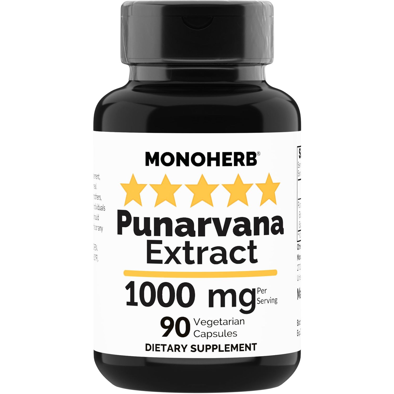 MONOHERB Punarvana 1000 mg - 90 Vegetarian Capsules - Ayurvedic Punarnava Supplement - Boerhavia Diffusa
