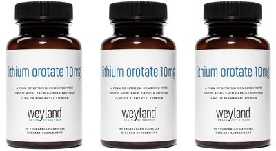 Weyland Brain Nutrition: Lithium Orotate 10mg (3 Bottles), 180 Vegetarian Capsules, Lithium Supplement Supports Healthy Mood, Behavior, Memory and Wellness