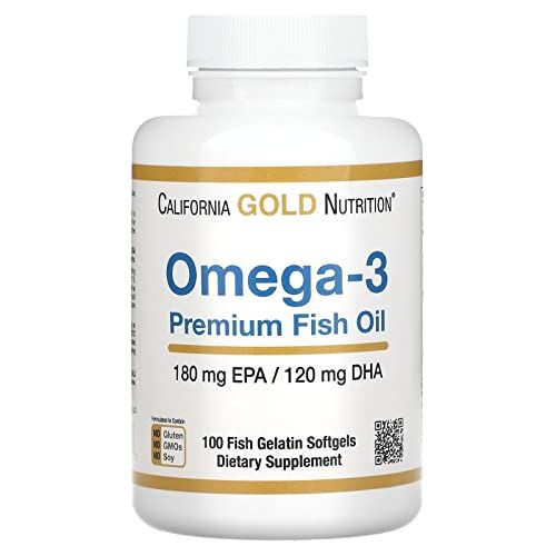 Omega-3 Premium Fish Oil by California Gold Nutrition, Concentrated Formula with EPA &amp; DHA, Support for Optimal Lipid Profile &amp; Immune System, Gluten Free, Non-GMO, 100 Fish Gelatin Softgels