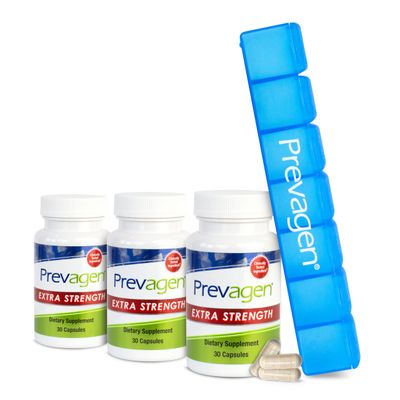 Prevagen Extra Strength 20mg, 30 Capsules |3 Pack| with Apoaequorin &amp; Vitamin D and 7-Day Pill Minder