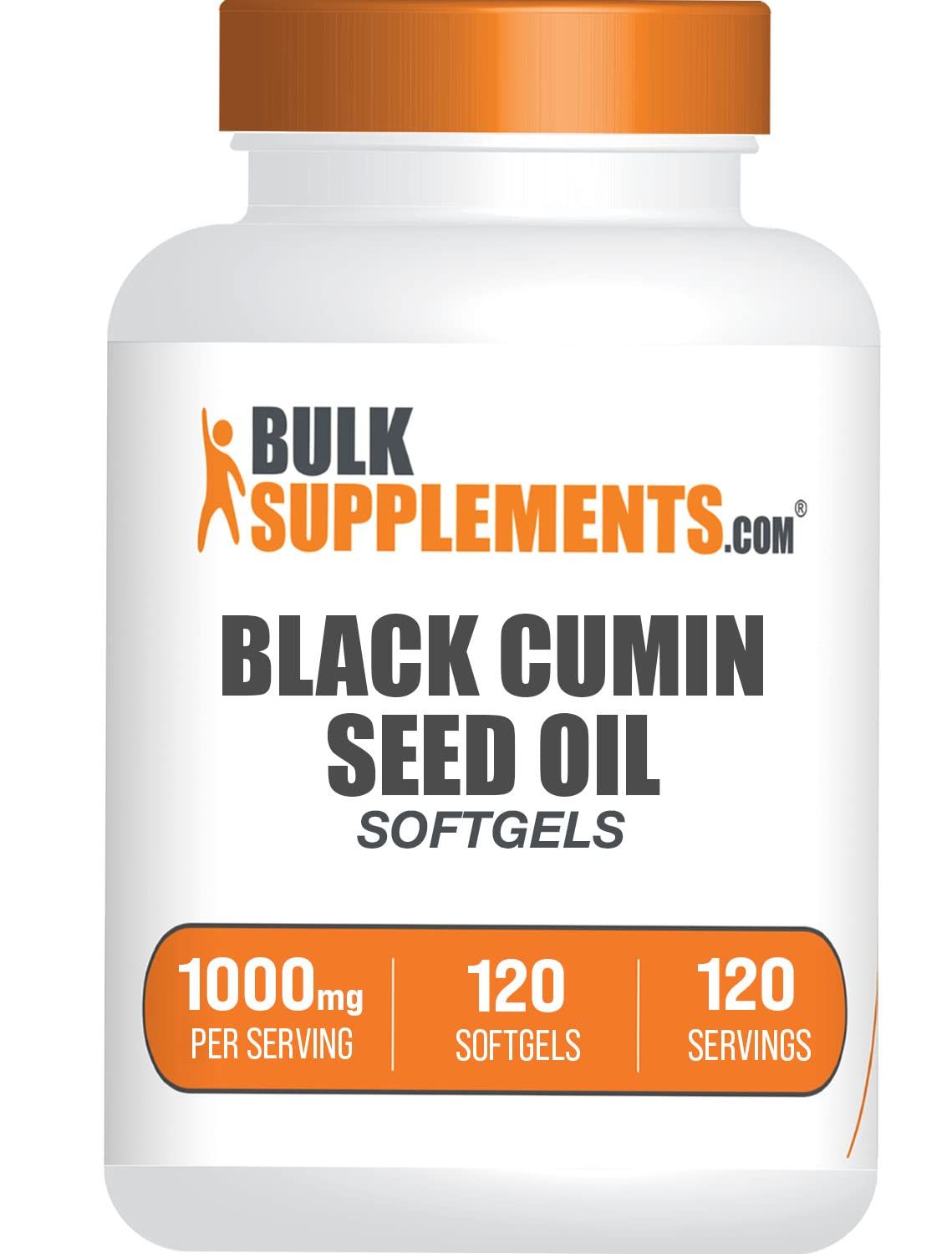 BulkSupplements.com Black Cumin Seed Oil Softgels - Black Cumin Seed Supplement, Black Cumin Seed Oil 1000mg - Gluten Free, 1 Softgel per Serving, 120 Count (Pack of 1)